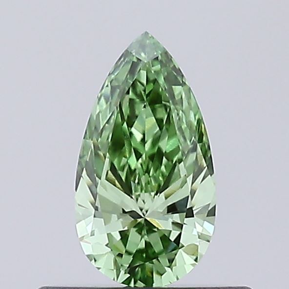Actual 0.31 carat Fancy Vivid Green Pear lab-grown diamond