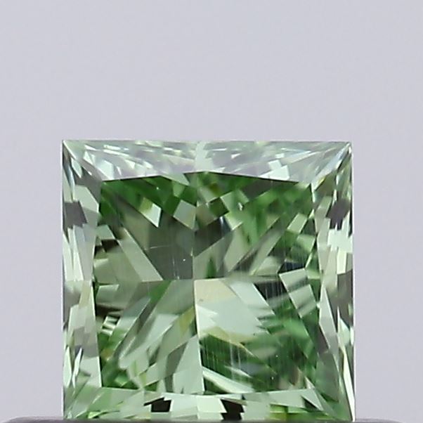 Actual 0.31 carat Fancy Vivid Green Princess lab-grown diamond