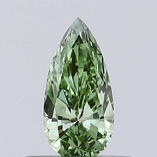 Actual 0.36 carat Fancy Vivid Green Pear lab-grown diamond