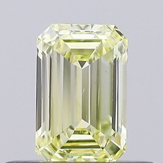 Actual 0.3 carat Fancy Yellow Emerald lab-grown diamond