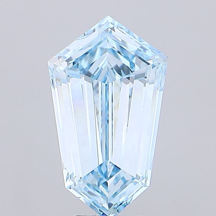 5.17 ct Shield lab grown diamond Fancy Intense Blue VS1