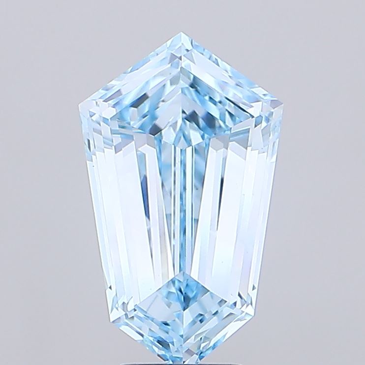 5.13 ct Shield lab grown diamond Fancy Intense Blue VS1