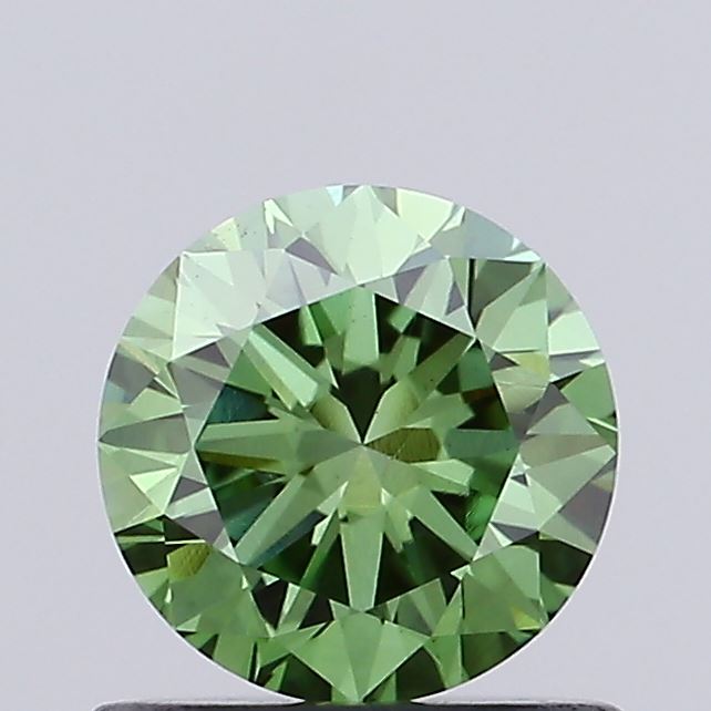 Actual 0.75 carat Vivid Green Round lab-grown diamond