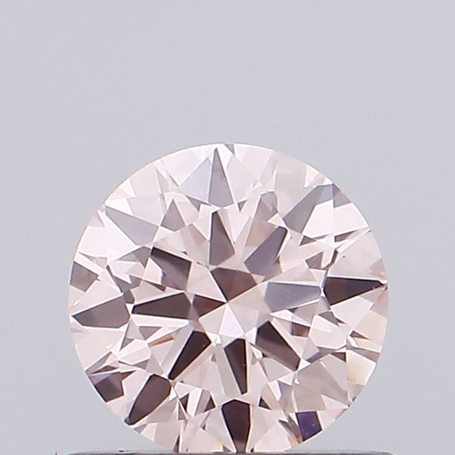 Actual 0.57 carat Intense Pink Round lab-grown diamond