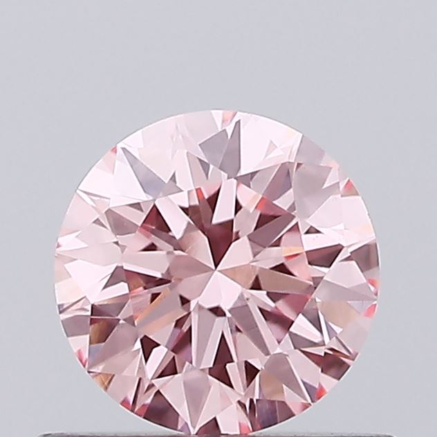 Actual 0.56 carat Vivid Pink Round lab-grown diamond