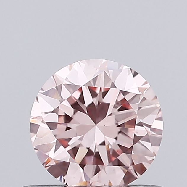 Actual 0.54 carat Intense Pink Round lab-grown diamond