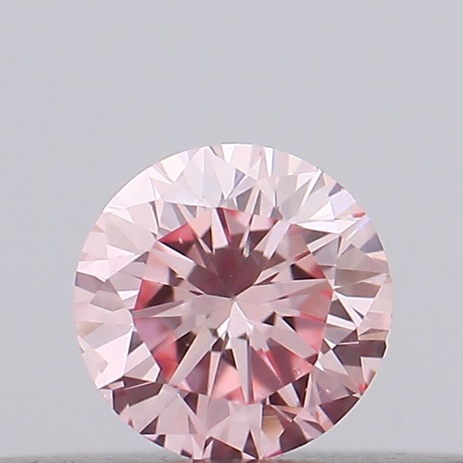 Actual 0.16 carat Intense Pink Round lab-grown diamond