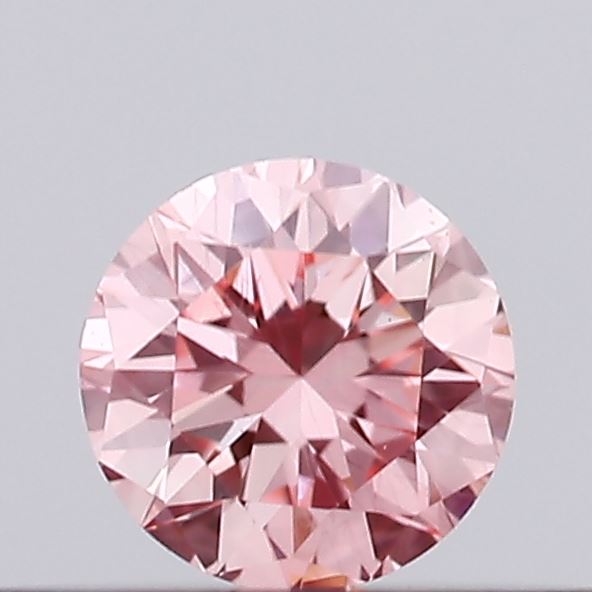 Actual 0.2 carat Vivid Pink Round lab-grown diamond