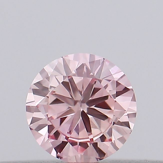 Actual 0.14 carat Intense Pink Round lab-grown diamond