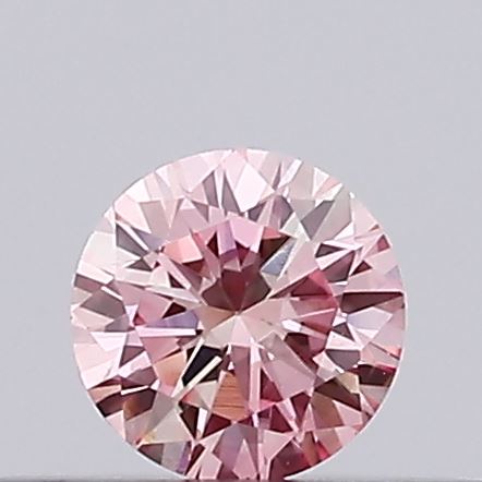Actual 0.16 carat Intense Pink Round lab-grown diamond
