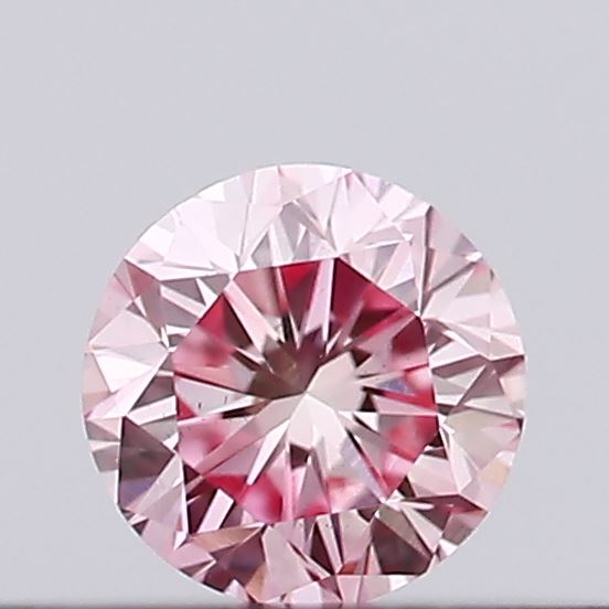 Actual 0.15 carat Vivid Pink Round lab-grown diamond