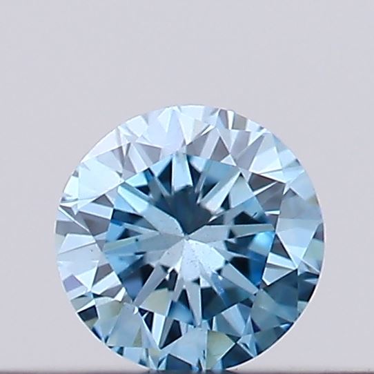 Actual 0.14 carat Vivid Blue Round lab-grown diamond
