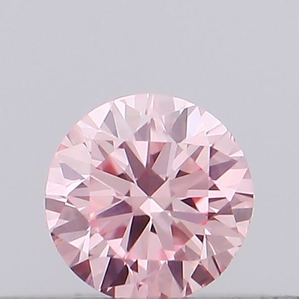 Actual 0.11 carat Intense Pink Round lab-grown diamond
