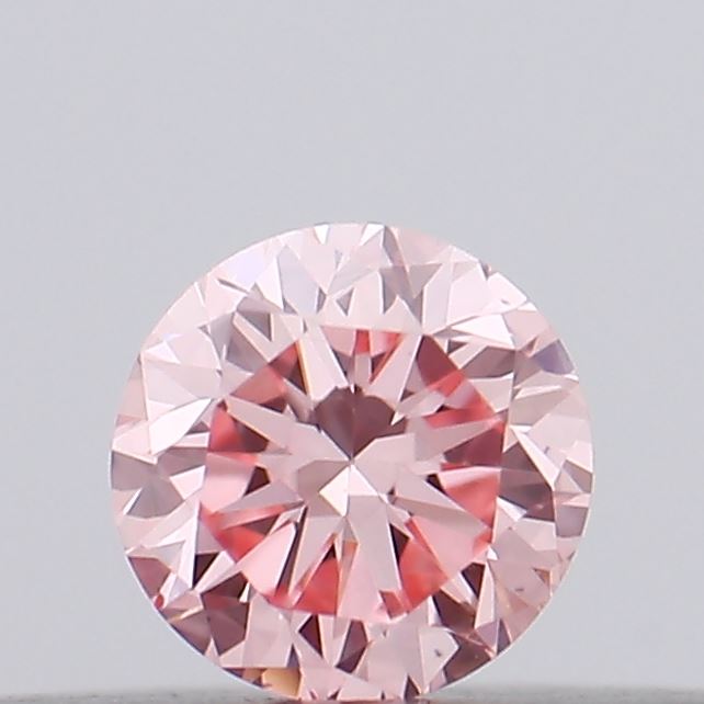 Actual 0.13 carat Intense Pink Round lab-grown diamond