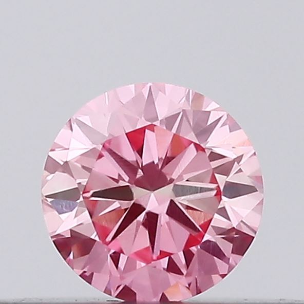 Actual 0.13 carat Vivid Pink Round lab-grown diamond