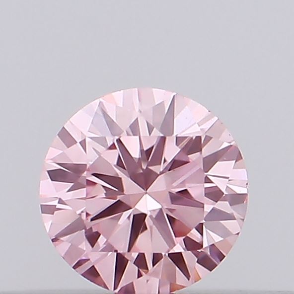 Actual 0.11 carat Intense Pink Round lab-grown diamond