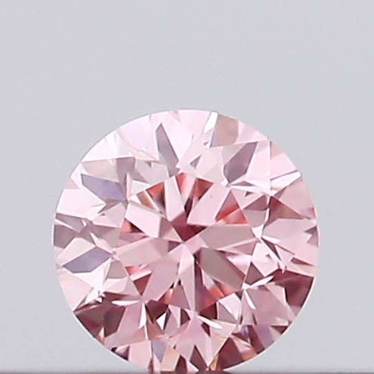Actual 0.13 carat Intense Pink Round lab-grown diamond