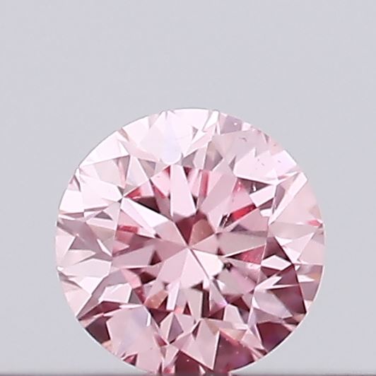Actual 0.13 carat Vivid Pink Round lab-grown diamond