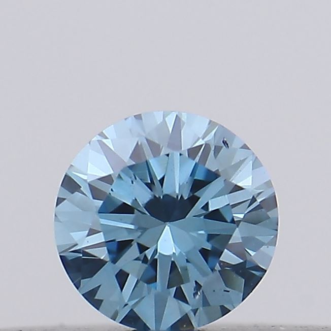Actual 0.12 carat Vivid Blue Round lab-grown diamond