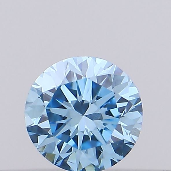 Actual 0.11 carat Vivid Blue Round lab-grown diamond