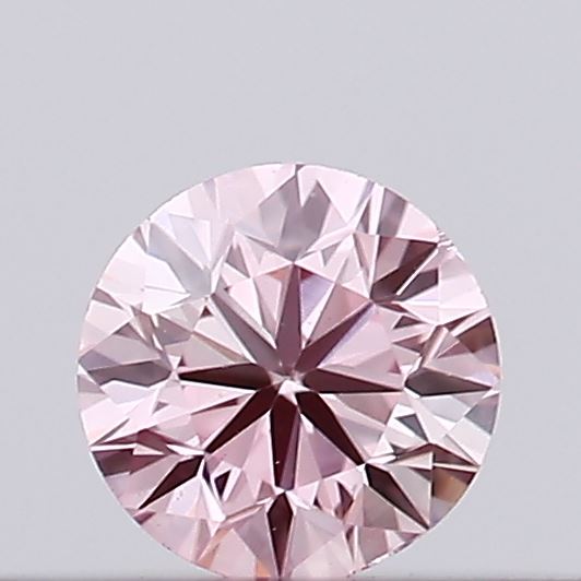 Actual 0.12 carat Intense Pink Round lab-grown diamond