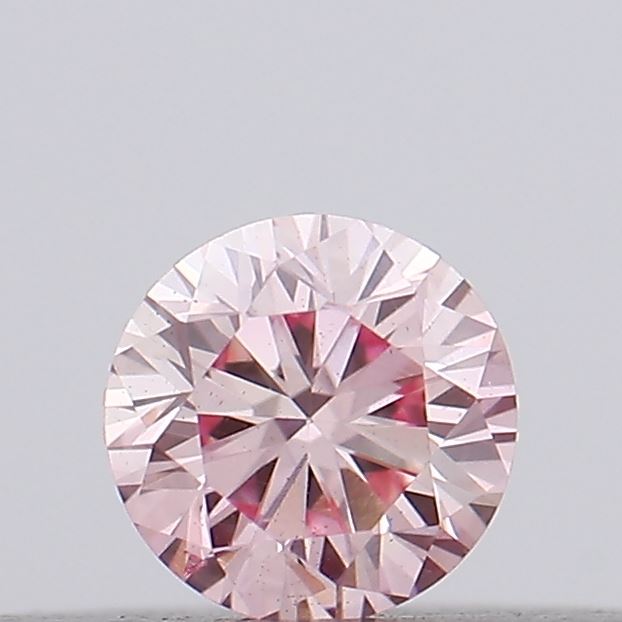 Actual 0.11 carat Intense Pink Round lab-grown diamond