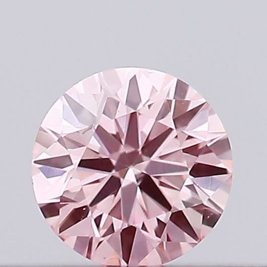 Actual 0.12 carat Intense Pink Round lab-grown diamond