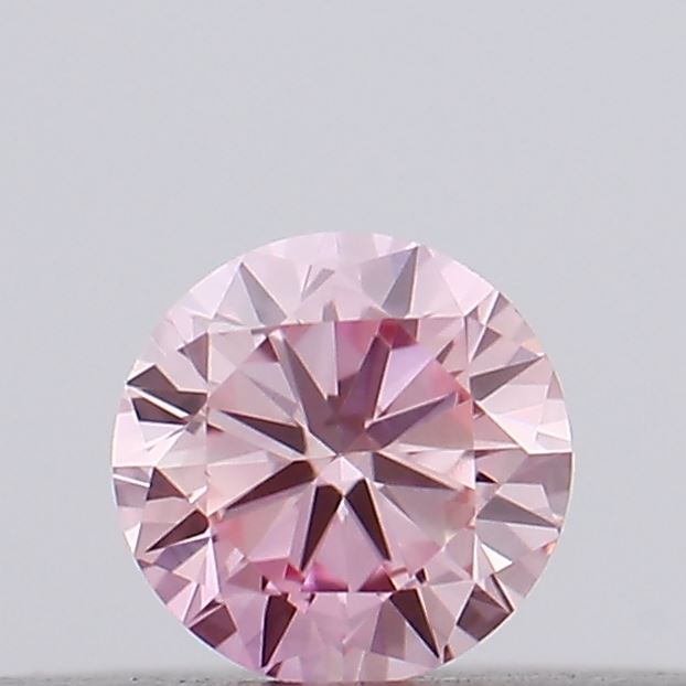 Actual 0.11 carat Vivid Pink Round lab-grown diamond