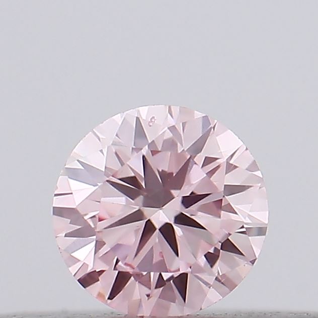 Actual 0.11 carat Intense Pink Round lab-grown diamond