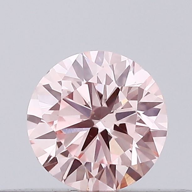 Actual 0.14 carat Intense Pink Round lab-grown diamond