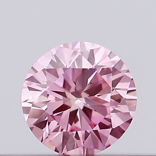Actual 0.11 carat Vivid Pink Round lab-grown diamond
