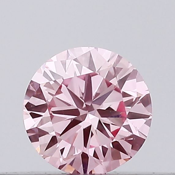 Actual 0.12 carat Vivid Pink Round lab-grown diamond