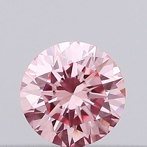 Actual 0.11 carat Intense Pink Round lab-grown diamond