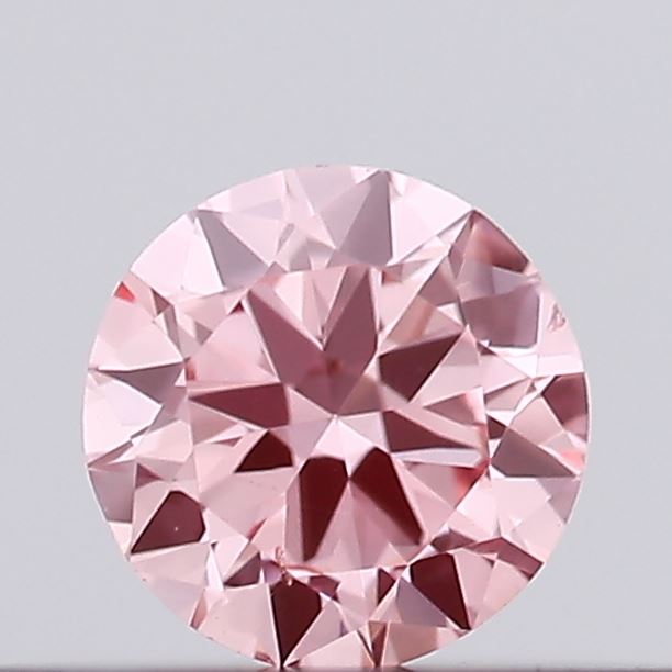 Actual 0.18 carat Vivid Pink Round lab-grown diamond