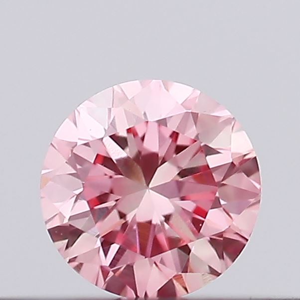 Actual 0.18 carat Vivid Pink Round lab-grown diamond