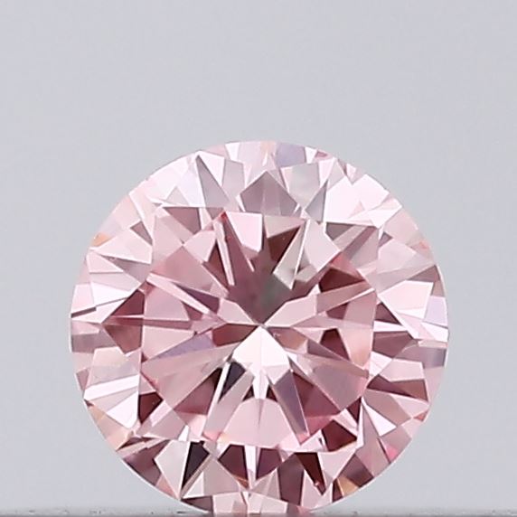Actual 0.11 carat Vivid Pink Round lab-grown diamond