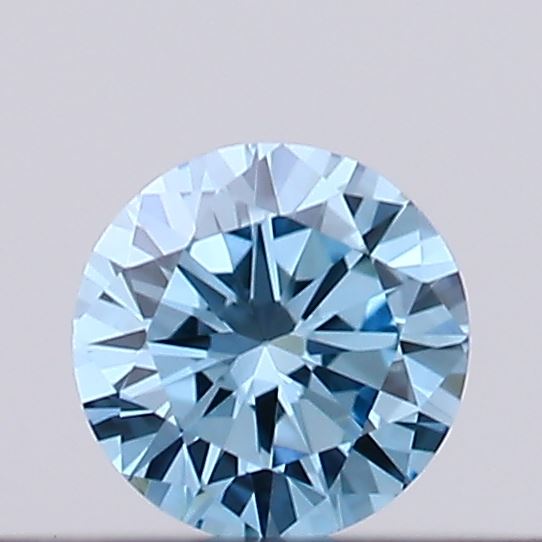 Actual 0.14 carat Vivid Blue Round lab-grown diamond