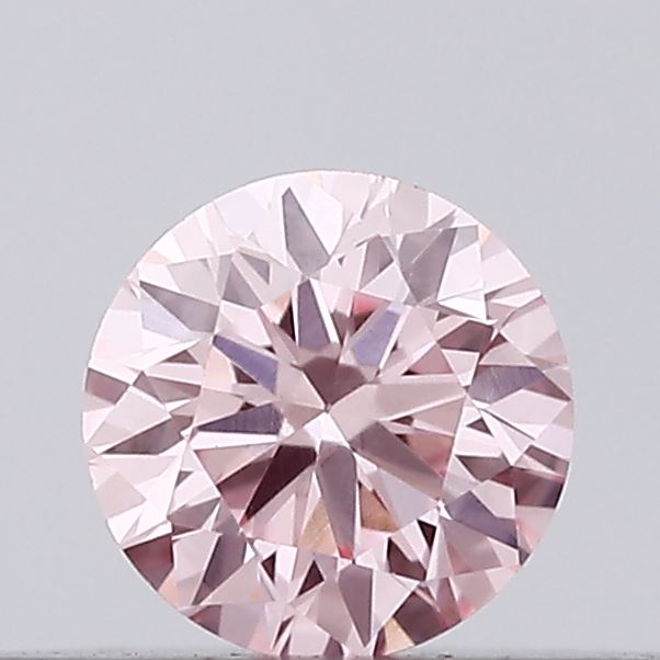 Actual 0.14 carat Vivid Pink Round lab-grown diamond