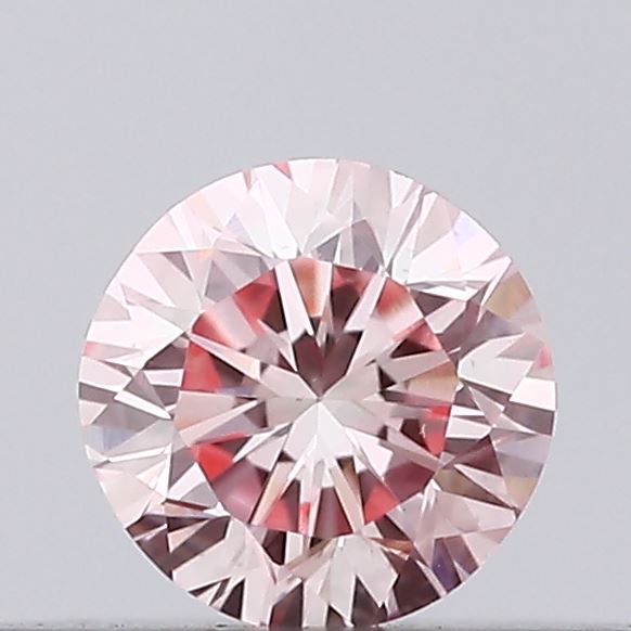 Actual 0.13 carat Intense Pink Round lab-grown diamond