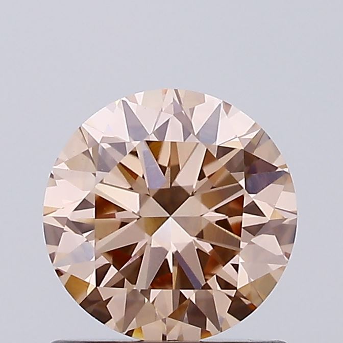 Actual 0.95 carat Intense Brownish Pink Round lab-grown diamond