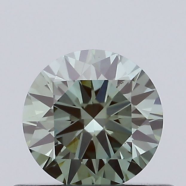 Actual 0.48 carat Fancy Vivid Green Round lab-grown diamond
