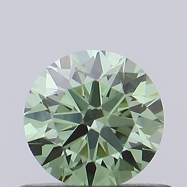 Actual 0.32 carat Vivid Green Round lab-grown diamond