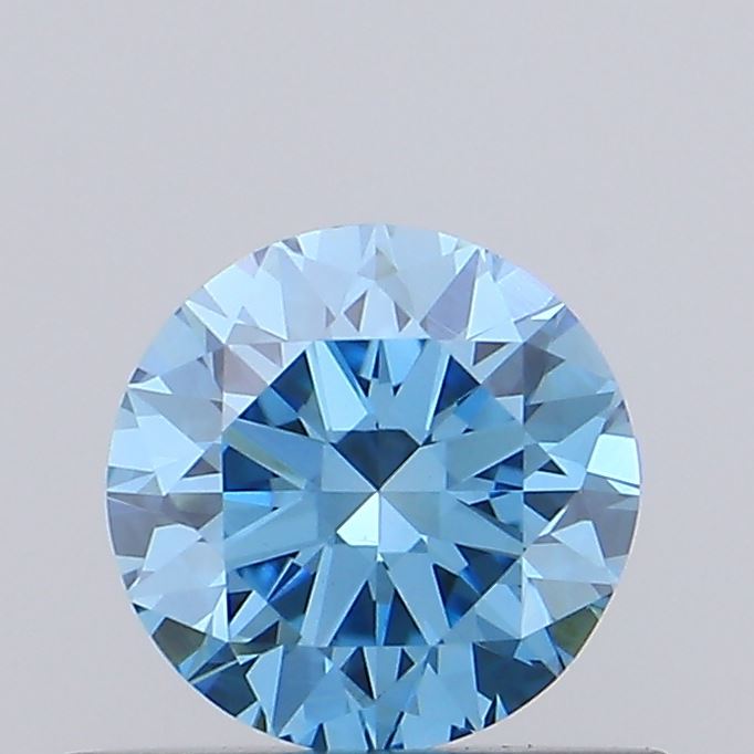 Actual 0.52 carat Vivid Blue Round lab-grown diamond