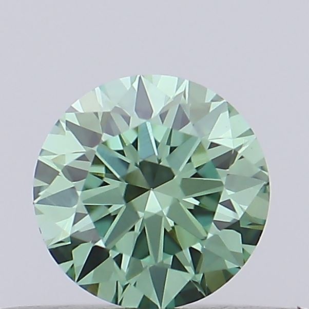 Actual 0.32 carat Vivid Green Round lab-grown diamond