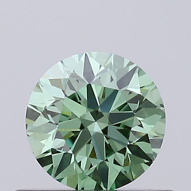 Actual 0.52 carat Vivid Green Round lab-grown diamond
