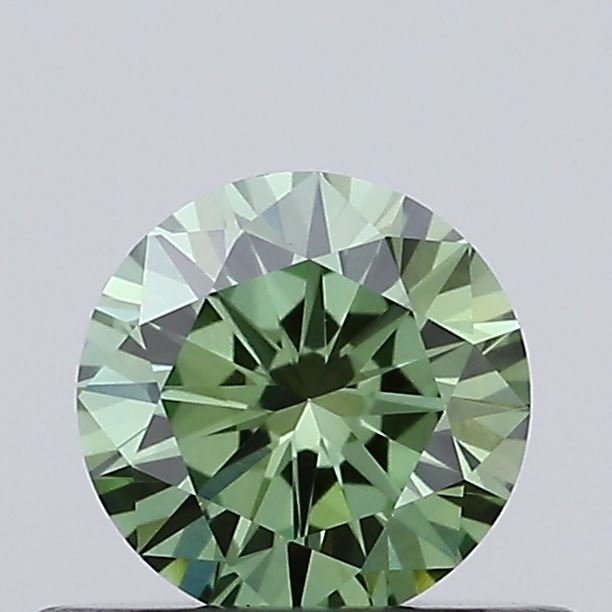 Actual 0.43 carat Vivid Green Round lab-grown diamond