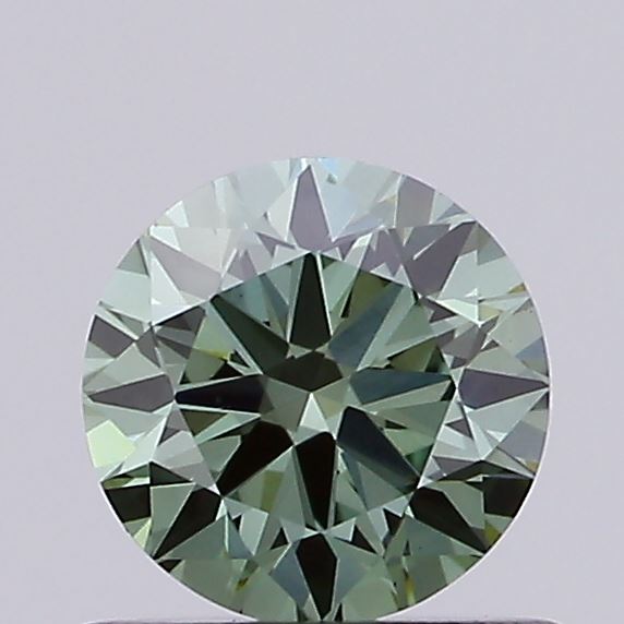 Actual 0.58 carat Vivid Green Round lab-grown diamond