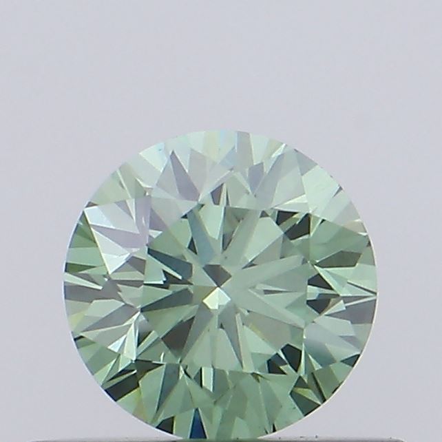 Actual 0.45 carat Fancy Vivid Green Round lab-grown diamond