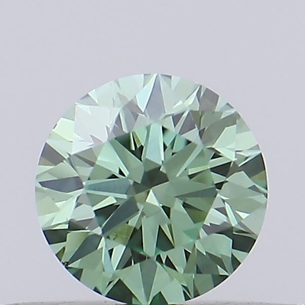 Actual 0.33 carat Vivid Green Round lab-grown diamond