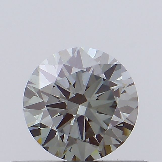Actual 0.44 carat Light Grayish Green Round lab-grown diamond